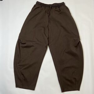 Zara Barrel Fit Sweatpants Womens Medium Drawstring Waist Streetwear Brown